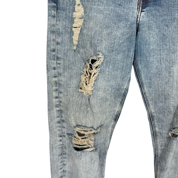 Express Jeans Y2K Acid Wash Distressed Denim Jeans Slim Leg High Rise Size 4 - Picture 10 of 15